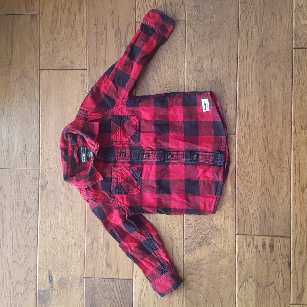 Roots Kids Buffalo Plaid Button Down Shirt Size 3T